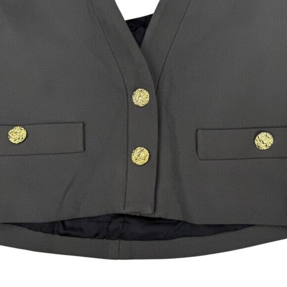 NWT ZARA Crop Blazer with Gold Buttons XS Dark Gray - Picture 8 of 12